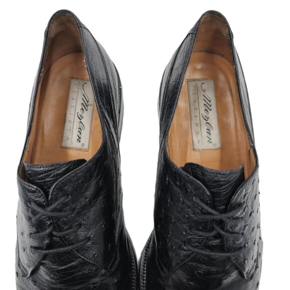Mezlan Platinum Exotic Full Quill Ostrich Dress Shoes Men\'s 11.5M Black Oxfords main image 10